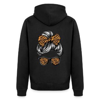 Tiger Frau Sonnenbrille Brille Haare Schleife - Unisex Premium Bio Zip Hoodie - Schwarz - Hinten - Nico (187cm)