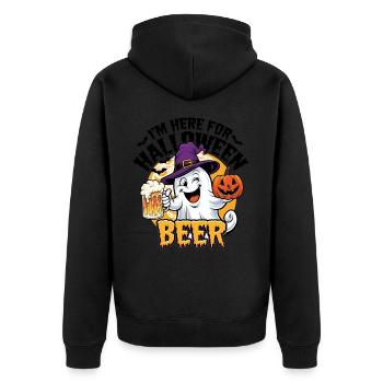 Lustiger Geist I'm here for Halloween Beer - Unisex Premium Organic Zip Hoodie - black - Back - Nico (187cm)
