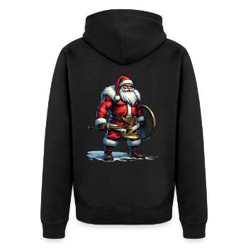 Bad Santa Claus Viking Berserker Look Christmas - Unisex Premium Organic Zip Hoodie - black - Back - Nico (187cm)