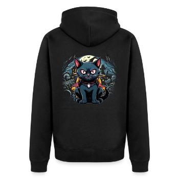 Chat noir d’Halloween en vampire - Veste à capuche bio Premium Unisexe - noir - Dos - Nico (187cm)