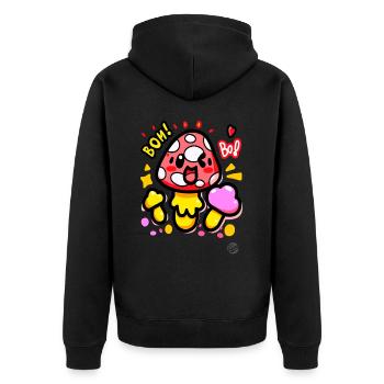 Lustige bunte Kawaii-Pilze - Unisex Premium Bio Zip Hoodie - Schwarz - Hinten - Nico (187cm)