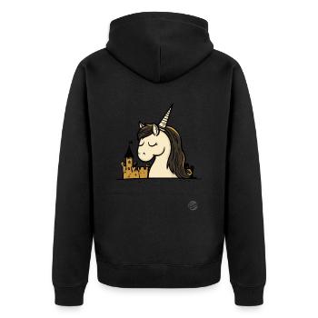 Cute castle and magical unicorn - Unisex Premium Organic Zip Hoodie - black - Back - Nico (187cm)