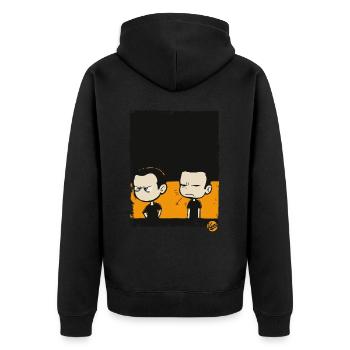 Beleidigte Freunde - Unisex Premium Bio Zip Hoodie - Schwarz - Hinten - Nico (187cm)