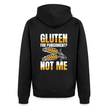 Gluten Not me für einen glutenfreien Lifestyle - Unisex Premium Bio Zip Hoodie - Schwarz - Hinten - Nico (187cm)