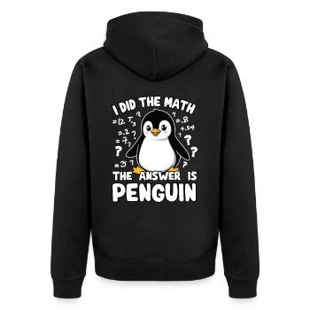 Pinguin, Lustig, Pinguin, Mathe, Mathematik - Unisex Premium Bio Zip Hoodie - Schwarz - Hinten - Nico (187cm)