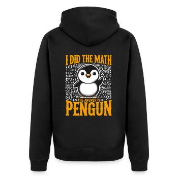 Pinguin, Lustig, Pinguin, Mathe, Mathematik - Unisex Premium Bio Zip Hoodie - Schwarz - Hinten - Nico (187cm)