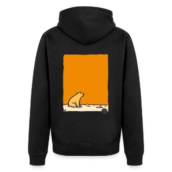 Da ist ein Eisbär - Unisex Premium Bio Zip Hoodie - Schwarz - Hinten - Nico (187cm)