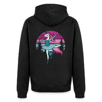 Prima Ballerina Einhorn Reiten I Ballett Fun I Tän - Unisex Premium Bio Zip Hoodie - Schwarz - Hinten - Nico (187cm)