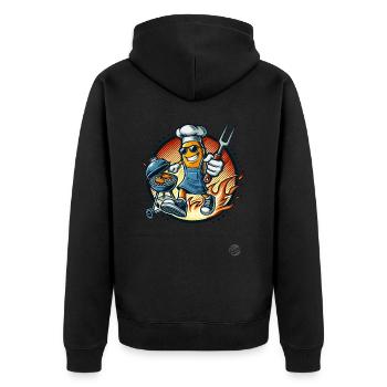 Grill master dessin animé rétro grillades avec des flammes - Veste à capuche bio Premium Unisexe - noir - Dos - Nico (187cm)