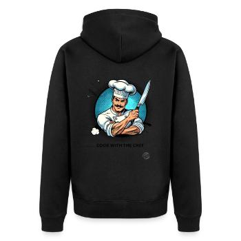 Cuisiner avec le chef-chef - Veste à capuche bio Premium Unisexe - noir - Dos - Nico (187cm)