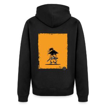 Samurai Style Warrior Silhouette - Unisex Premium Organic Zip Hoodie - black - Back - Nico (187cm)
