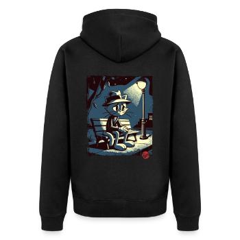 Une nuit au parc et un chat mélancolique - Veste à capuche bio Premium Unisexe - noir - Dos - Nico (187cm)