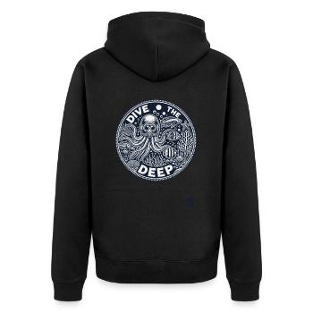 Deep Sea Design "Dive into the Deep" Underwater - Unisex Premium Organic Zip Hoodie - black - Back - Nico (187cm)