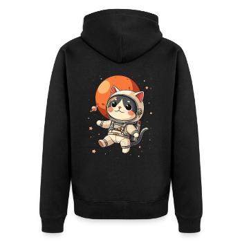 Cat, Space, Astronaut, Space, Kawaii - Unisex Premium Organic Zip Hoodie - black - Back - Nico (187cm)