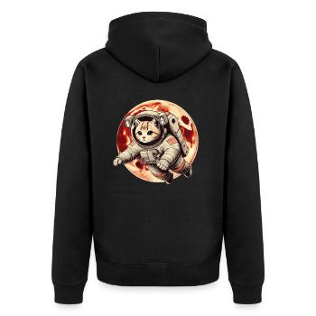 Katze, Weltraum, Astronaut, Weltall, Kawaii - Unisex Premium Bio Zip Hoodie - Schwarz - Hinten - Nico (187cm)