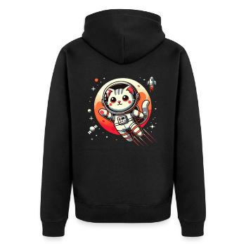 Cat, Space, Astronaut, Space, Kawaii - Unisex Premium Organic Zip Hoodie - black - Back - Nico (187cm)
