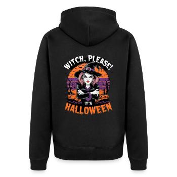Witch Please It's Halloween für einen Halloween - Unisex Premium Bio Zip Hoodie - Schwarz - Hinten - Nico (187cm)