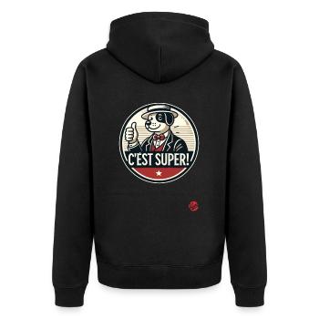 C’est super ! Chien de dessin animé rétro - Veste à capuche bio Premium Unisexe - noir - Dos - Nico (187cm)