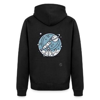 Sterne und Planeten beobachten mit Teleskop - Unisex Premium Bio Zip Hoodie - Schwarz - Hinten - Nico (187cm)