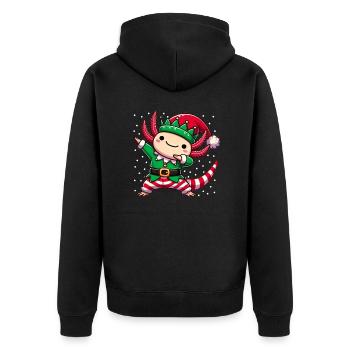 Christmas Axolotl Elf Funny Axolotl Lover - Unisex Premium Organic Zip Hoodie - black - Back - Nico (187cm)