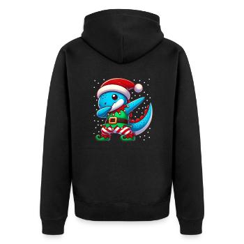 Christmas Dinosaur Elf Funny Dinosaur Lover Dino - Unisex Premium Organic Zip Hoodie - black - Back - Nico (187cm)