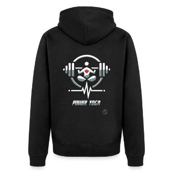Weightlifting Power Yoga - Unisex Premium Organic Zip Hoodie - black - Back - Nico (187cm)