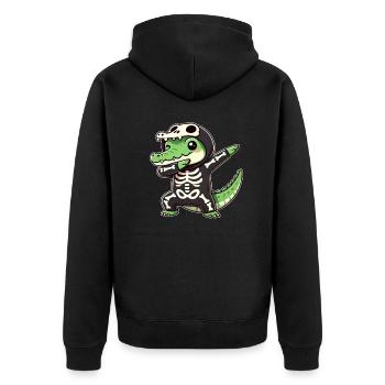 Halloween Skeleton Cute Crocodile Men - Unisex Premium Organic Zip Hoodie - black - Back - Nico (187cm)