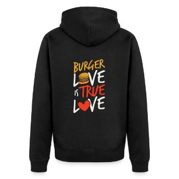Burger Love Ist Wahre Liebe - Unisex Premium Bio Zip Hoodie - Schwarz - Hinten - Nico (187cm)