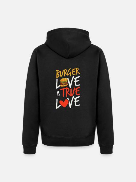 Burger Love is true love - Unisex Premium Organic Zip Hoodie - black