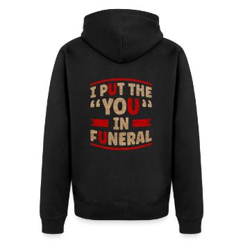 Ich Setze Das Du In Beerdigung - Unisex Premium Bio Zip Hoodie - Schwarz - Hinten - Nico (187cm)