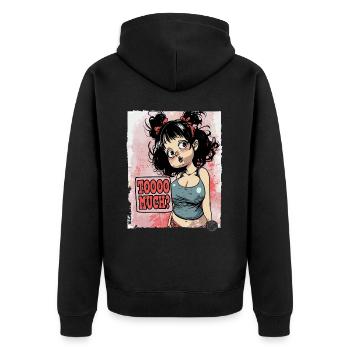 This girl has a lot and demands too much - Unisex Premium Organic Zip Hoodie - black - Back - Nico (187cm)