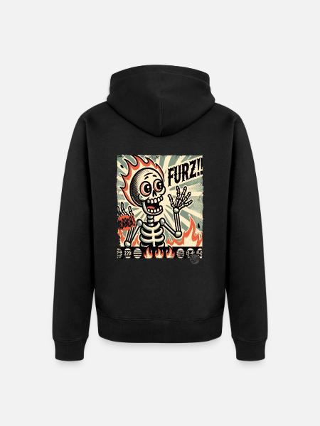 Hot German fart fright skeleton - Unisex Premium Organic Zip Hoodie - black