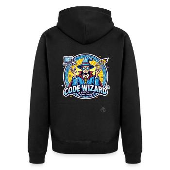 Code Wizard Restart Specialist IT Expert - Unisex Premium Organic Zip Hoodie - black - Back - Nico (187cm)
