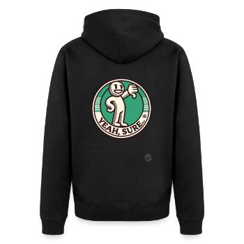 Pouce vers le bas de dessin animé rétro, sarcastique, bien sûr ! - Veste à capuche bio Premium Unisexe - noir - Dos - Nico (187cm)