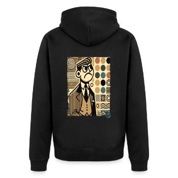 Un homme rétro en colère choisit un fond d’écran - Veste à capuche bio Premium Unisexe - noir - Dos - Nico (187cm)