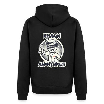 Thumbs Up For Anonymity Retro Cartoon Boy - Unisex Premium Organic Zip Hoodie - black - Back - Nico (187cm)