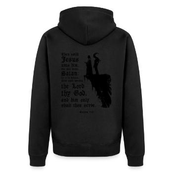 Jesus and Satan Matthew 4:10 Bible Verse Christian - Unisex Premium Organic Zip Hoodie - black - Back - Nico (187cm)