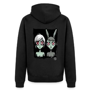 Two gloomy girls as cartoon characters - Unisex Premium Organic Zip Hoodie - black - Back - Nico (187cm)
