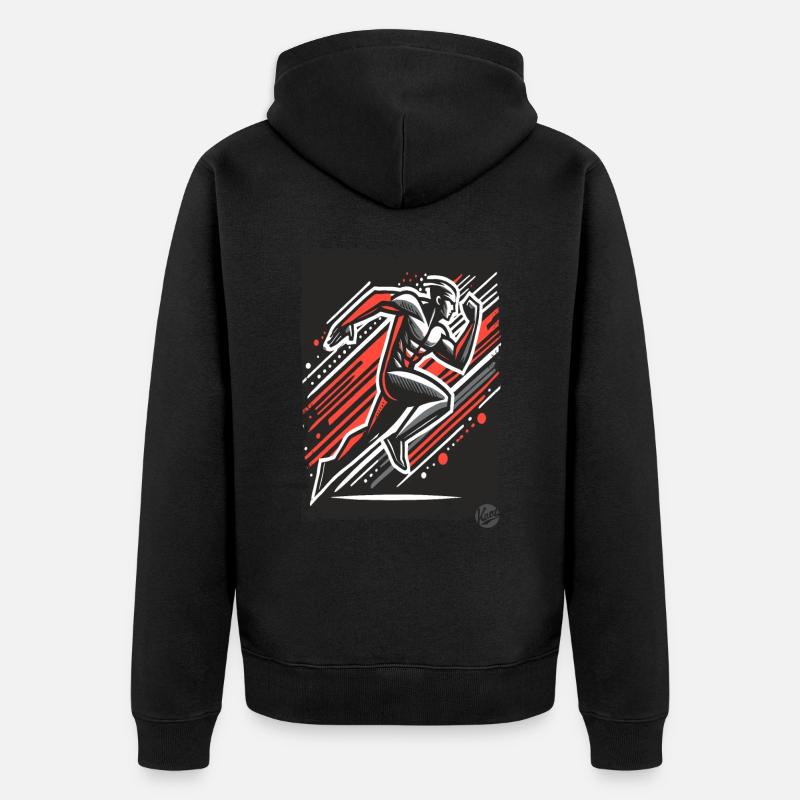 Dynamischer Läufer - Unisex Premium Bio Zip Hoodie - Schwarz