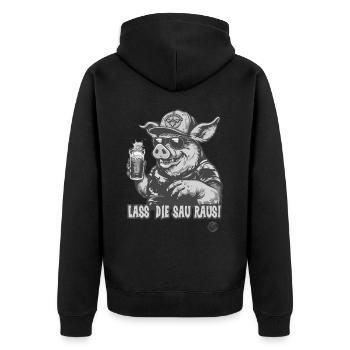 Party Celebration Pig Let the Pig Out - Unisex Premium Organic Zip Hoodie - black - Back - Nico (187cm)