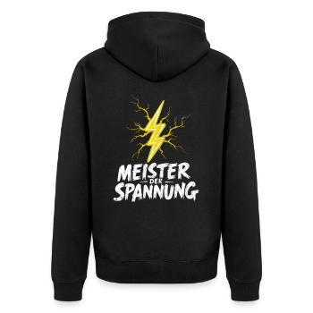 Elektriker Elektromeister Elektroniker Meister - Unisex Premium Bio Zip Hoodie - Schwarz - Hinten - Nico (187cm)