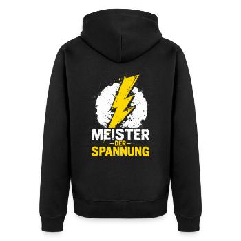 Elektriker Elektromeister Elektroniker Meister - Unisex Premium Bio Zip Hoodie - Schwarz - Hinten - Nico (187cm)