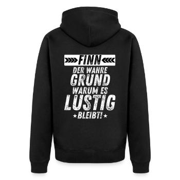 Finn Grund Lustig Bleibt Fun Shirt Männer Party - Unisex Premium Bio Zip Hoodie - Schwarz - Hinten - Nico (187cm)