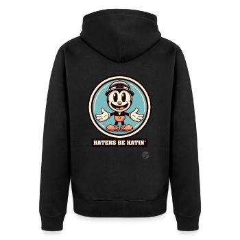 Retro Vintage Cartoon – Haters Be Hatin' - Unisex Premium Bio Zip Hoodie - Schwarz - Hinten - Nico (187cm)