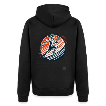 Runner's High, Marathon Jogging und Running - Unisex Premium Bio Zip Hoodie - Schwarz - Hinten - Nico (187cm)