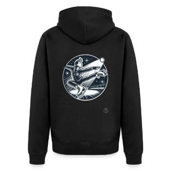 Boy skating in the spotlight - Unisex Premium Organic Zip Hoodie - black - Back - Nico (187cm)