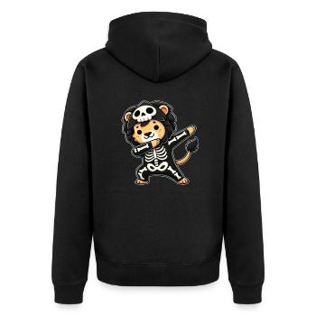 Halloween Skeleton Cute Lion Men Women - Unisex Premium Organic Zip Hoodie - black - Back - Nico (187cm)