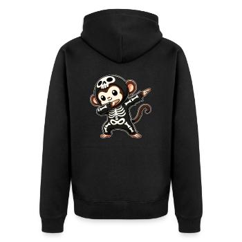 Halloween Skelett Niedlicher Affe Männer Frauen - Unisex Premium Bio Zip Hoodie - Schwarz - Hinten - Nico (187cm)