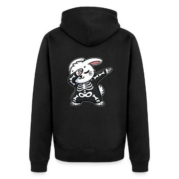 Halloween Rabbit Skeleton Cute Bunny - Unisex Premium Organic Zip Hoodie - black - Back - Nico (187cm)
