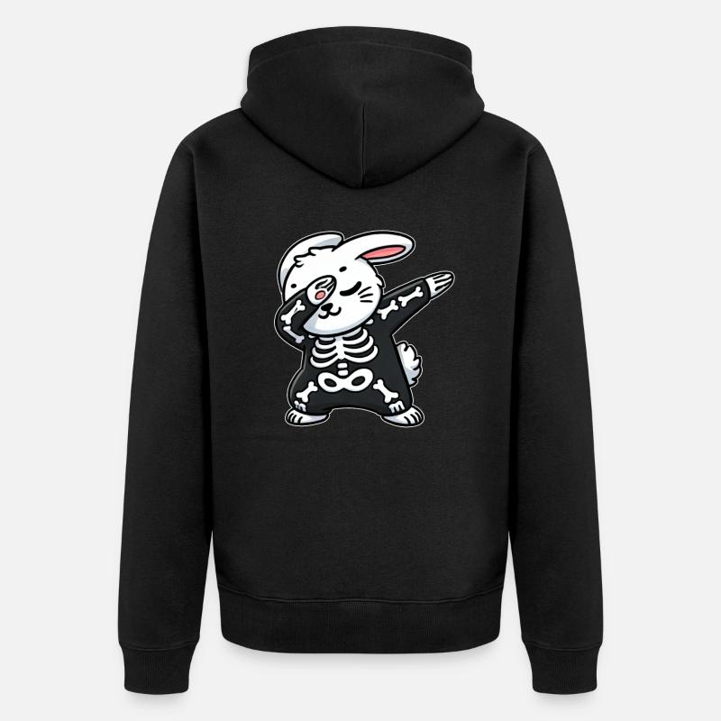 Halloween Lapin Squelette Lapin Mignon - Veste à capuche bio Premium Unisexe - noir